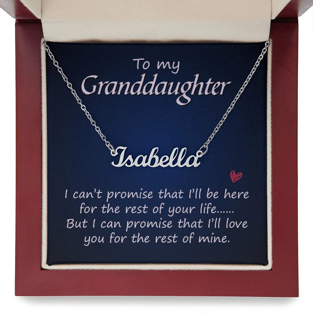 To My Granddaughter I Can't Promise Personalized Name Necklace Stainless Steel